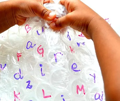 alphabet activities for kids popping bubbles