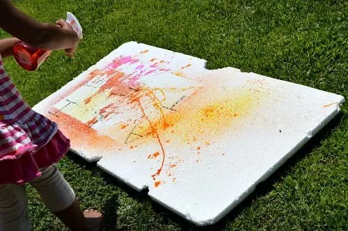 spraying on styrofoam