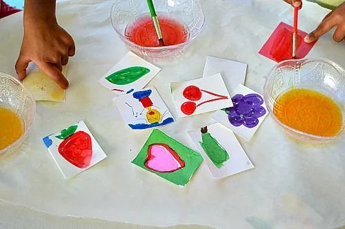 creating homemade stickers by painting