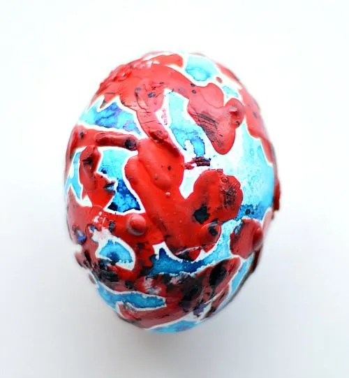 easter decorating crayon eggs