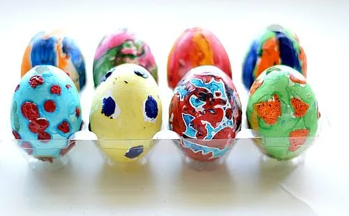 easter art activities with crayon eggs