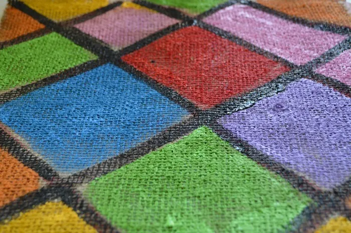art for kids with burlap cloth painting