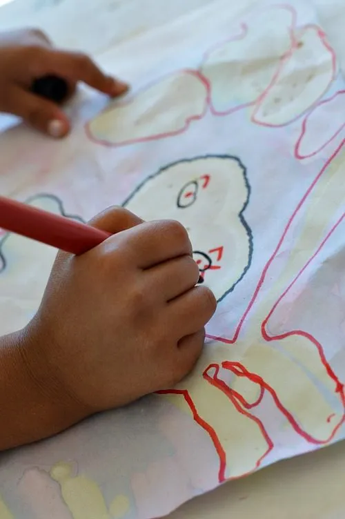 art activities for kids drawing wtih red cabbage water