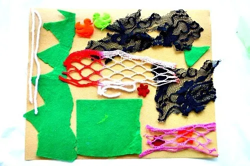 art for kids with sand paper and felt and yarn