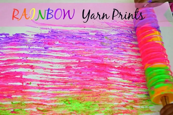 Art Activities for kids : Rolling Pin Yarn Prints