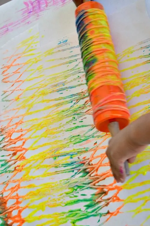 art activities for kids with rolling yarn