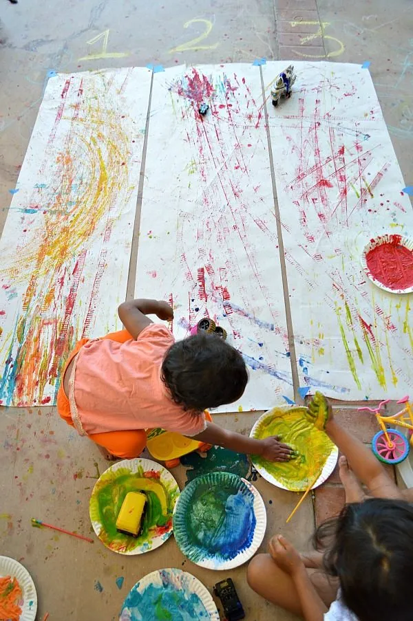 kid enjoying active art activities