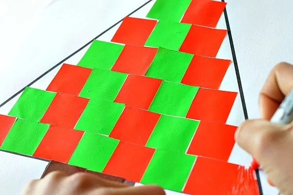 christmas tree craft for kids with tissue paper