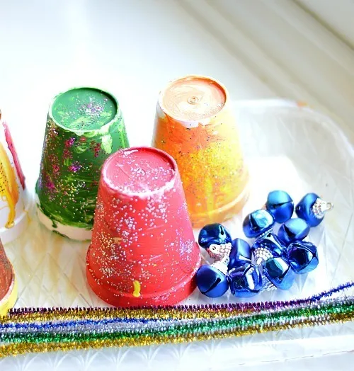 materials for Christmas craft jingle cups