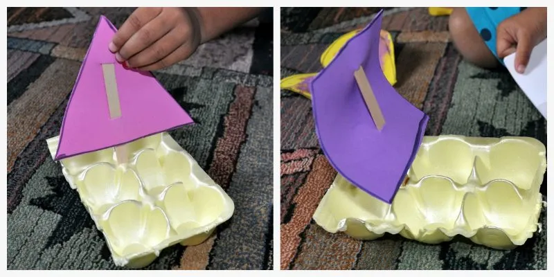 Egg Carton Sailboats for Columbus Day