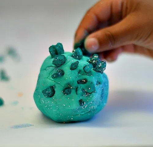 crystals on playdough