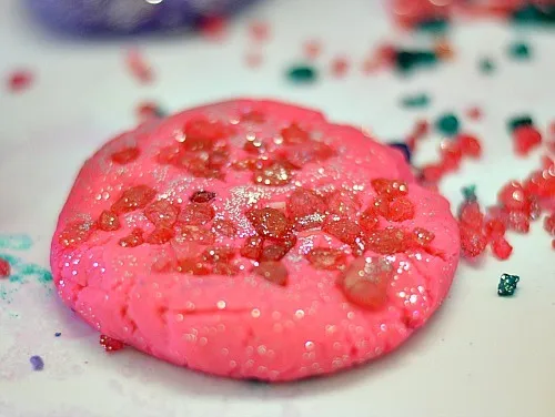 pink crystals playdough