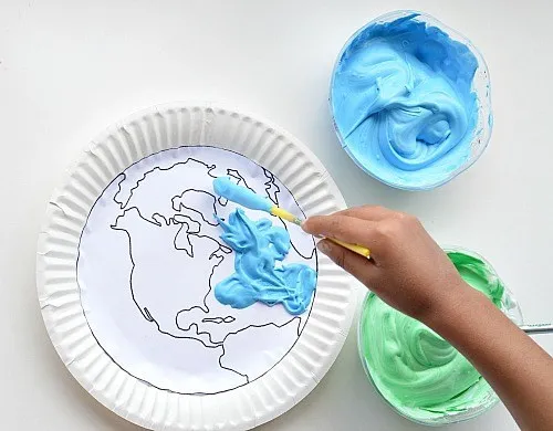 creating earth with shaving cream