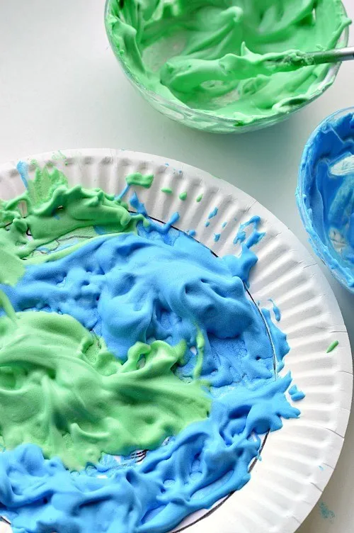 earth day art with puffy paint