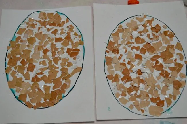 egg shell gluing mosaic