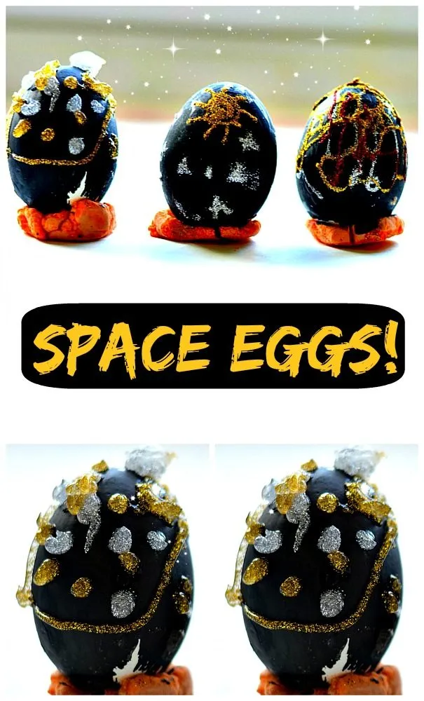 Easter egg decorating activities with kids Making space eggs