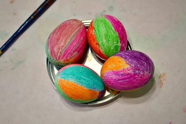 colored crayons easter eggs
