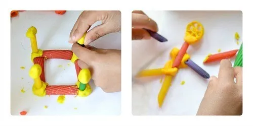 process of building with pasta