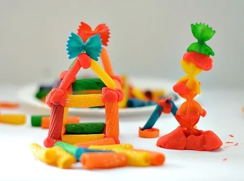 kids play with pasta