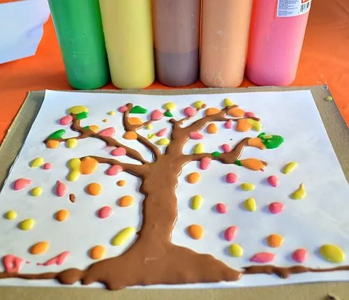 puffy paint fall tree art