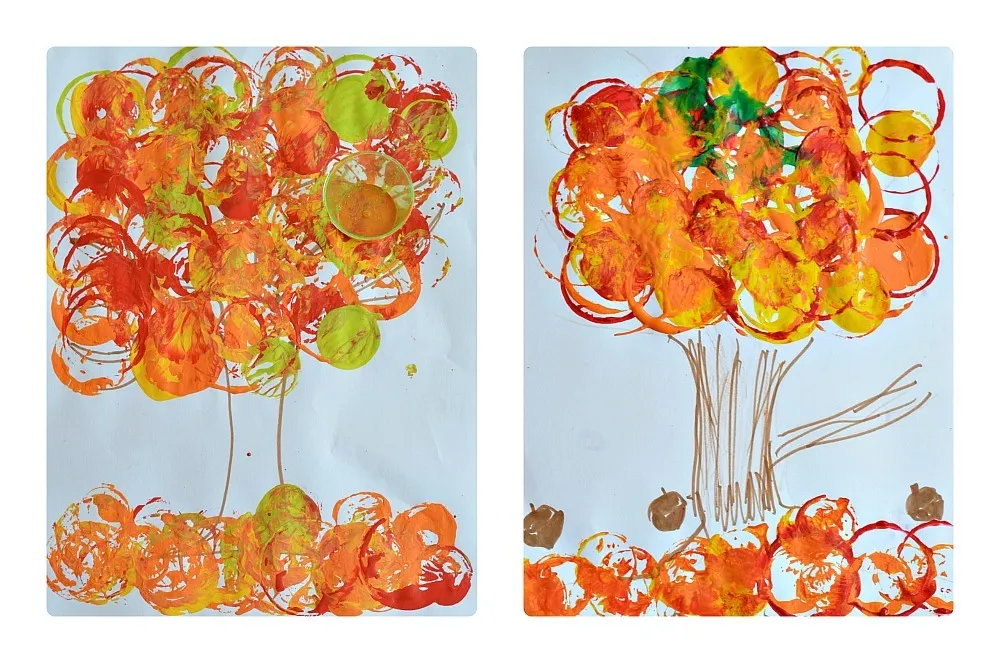 fall trees kids art