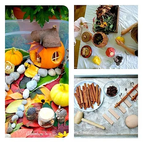 pretend play fall sensory play
