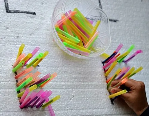making letters with matches and straw fine motor