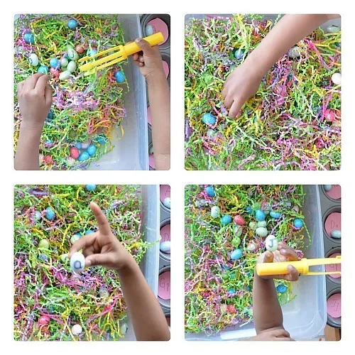 hunting for eggs easter fine motor activity