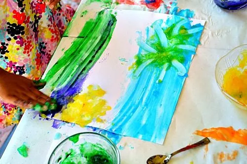 scenes with cornstarch paint