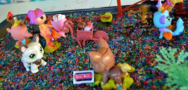 rainbow rice play idea
