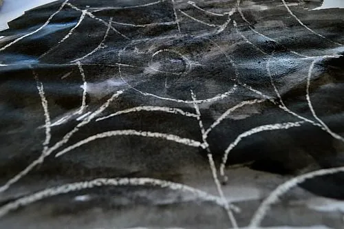 completed spider web art