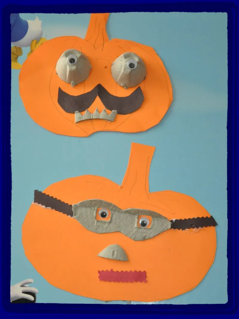 Egg Carton Pumpkin Faces