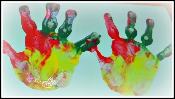 rainbow hand prints as cards