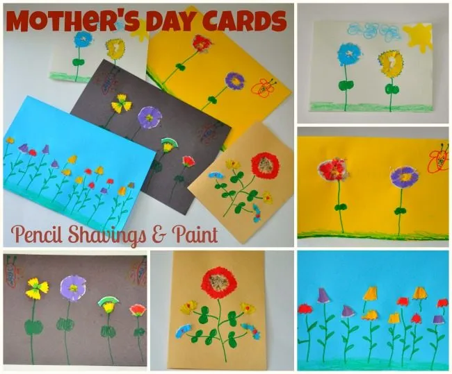 Homemade Mother's Day Cards : Pencil shavings flowers