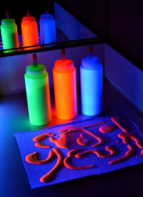 glowing puffy paint bottles