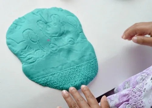 prints on homemade playdough