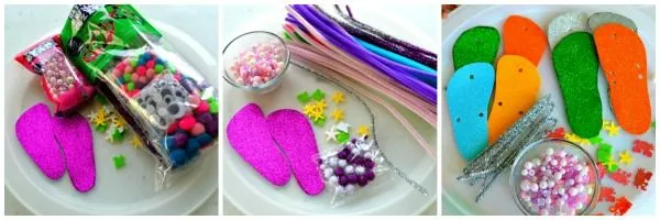 Materials for flip flop kids craft
