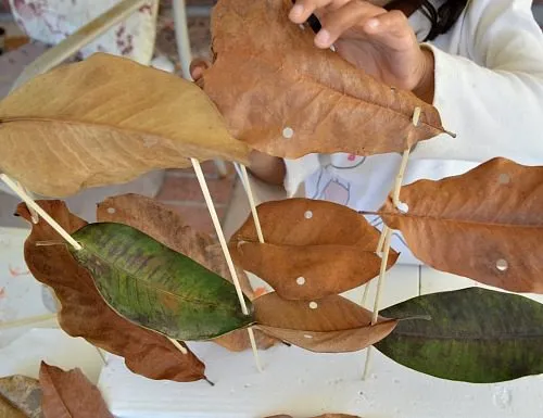 leaf activities with bamboo skewers