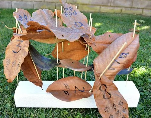 leaves sculptures - math activities for kids