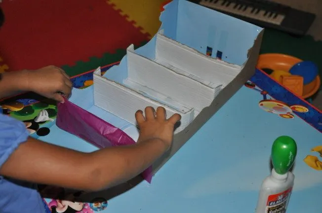 Pretend Play Bakery with a Cardboard Display Shelf