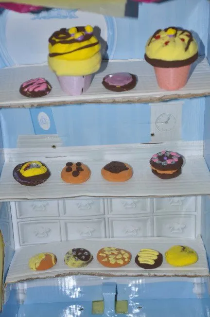 Pretend Play Bakery with a Cardboard Display Shelf