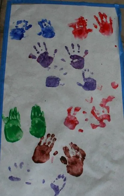 Hold-Hands Color Mixing Handprints