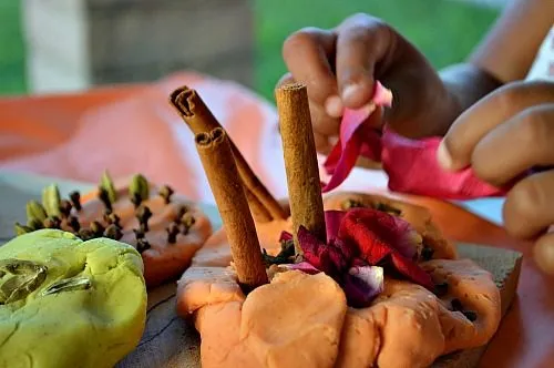 sensory play with playdough