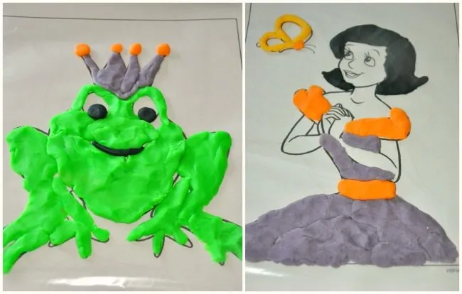 tracing and coloring with playdough