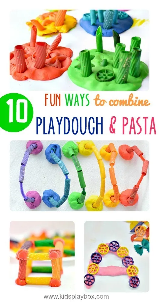 Toddler and Preschooler Activities with playdough and pasta