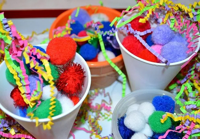 pom pom sensory play sundaes
