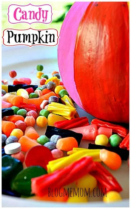 pumpkin craft with candies from Blog Me Mom