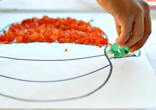 fall fine motor craft with pumpkins