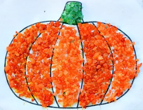 textured pumpkin fall craft for kids