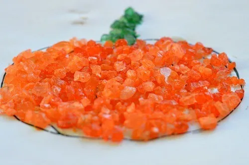 pumpkin craft with ice cream salt